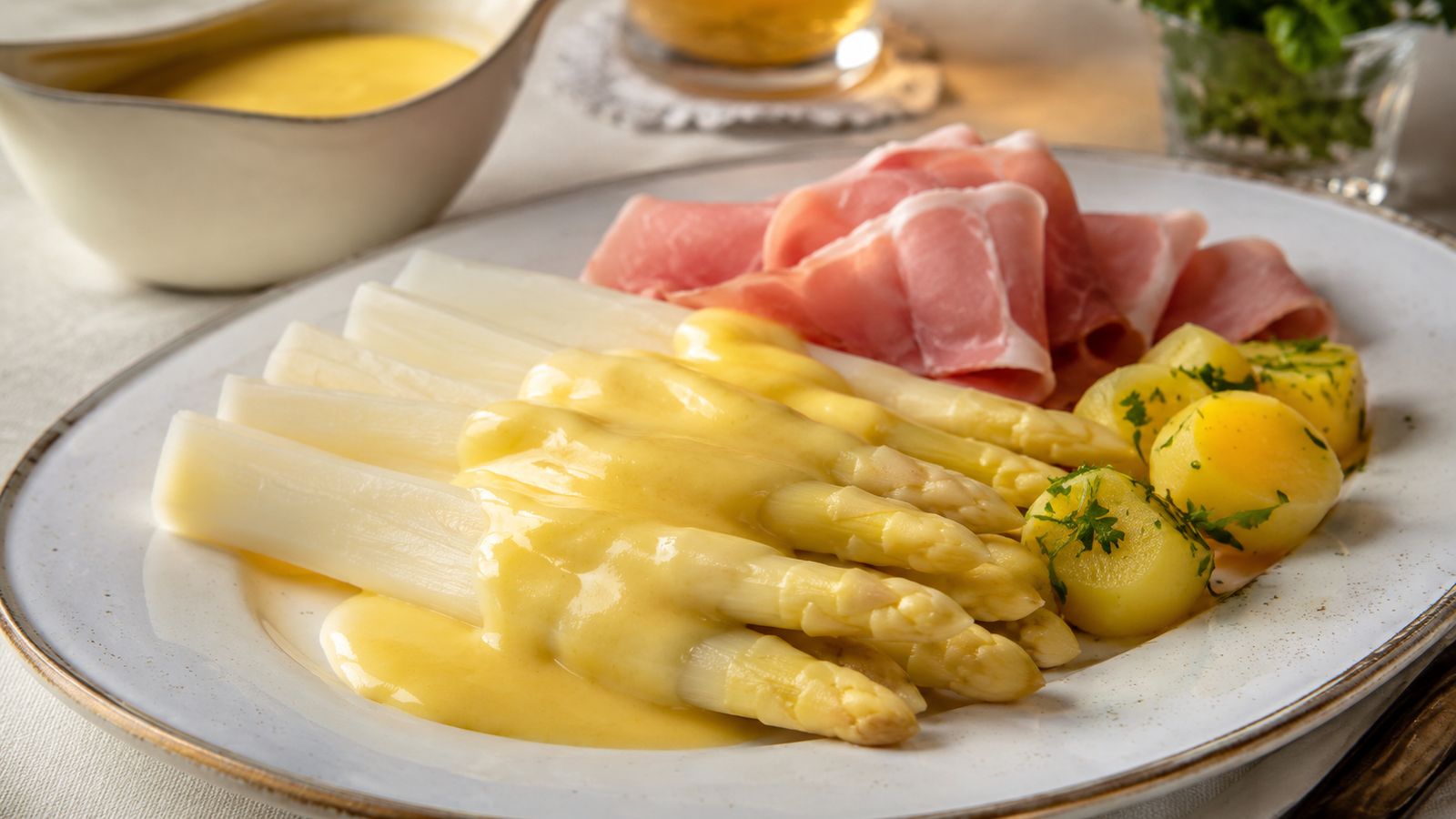 Weißer Spargel mit Sauce Hollandaise