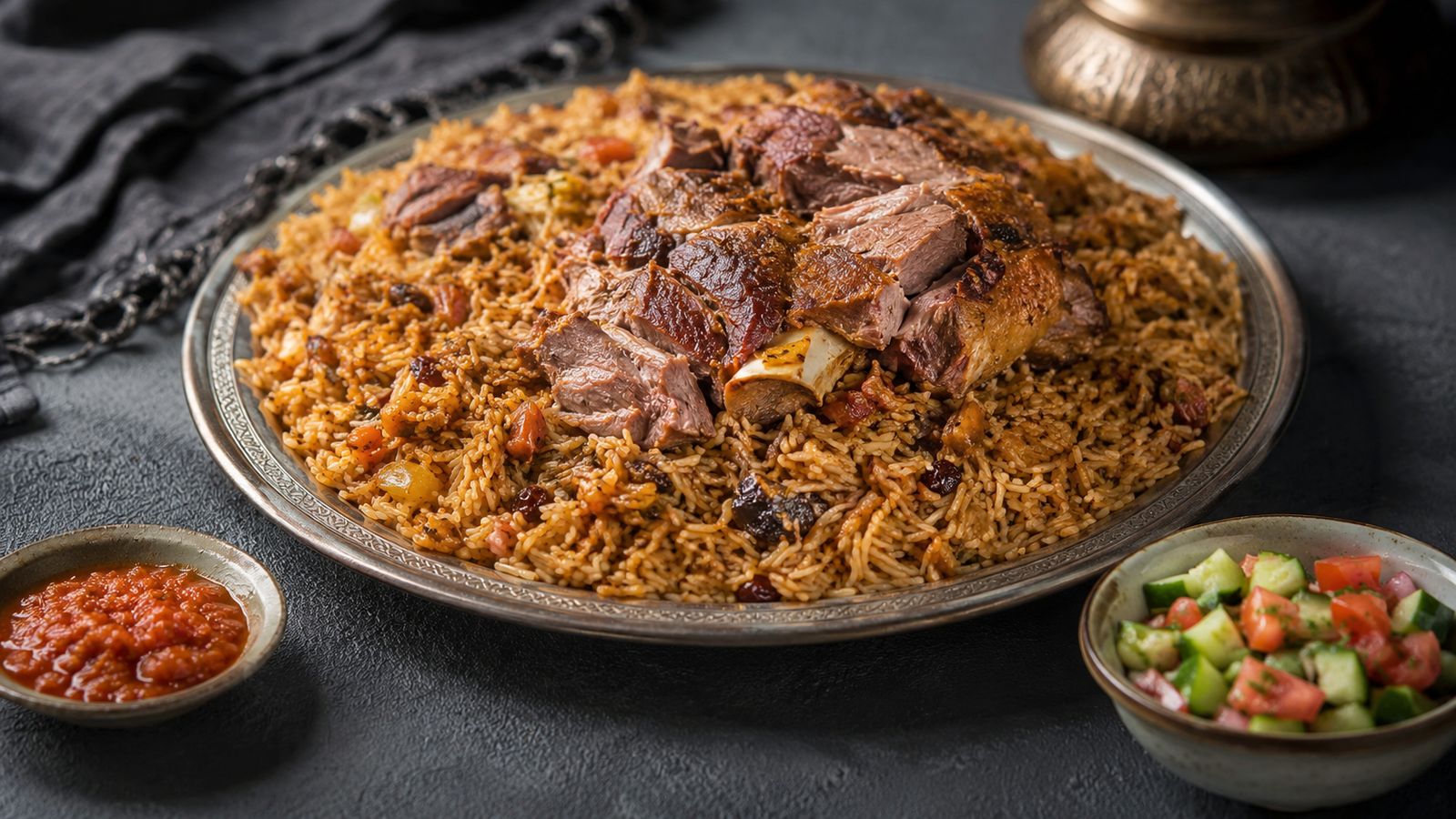 Madfoon (مدفون — agneau et riz cuits enterrés)