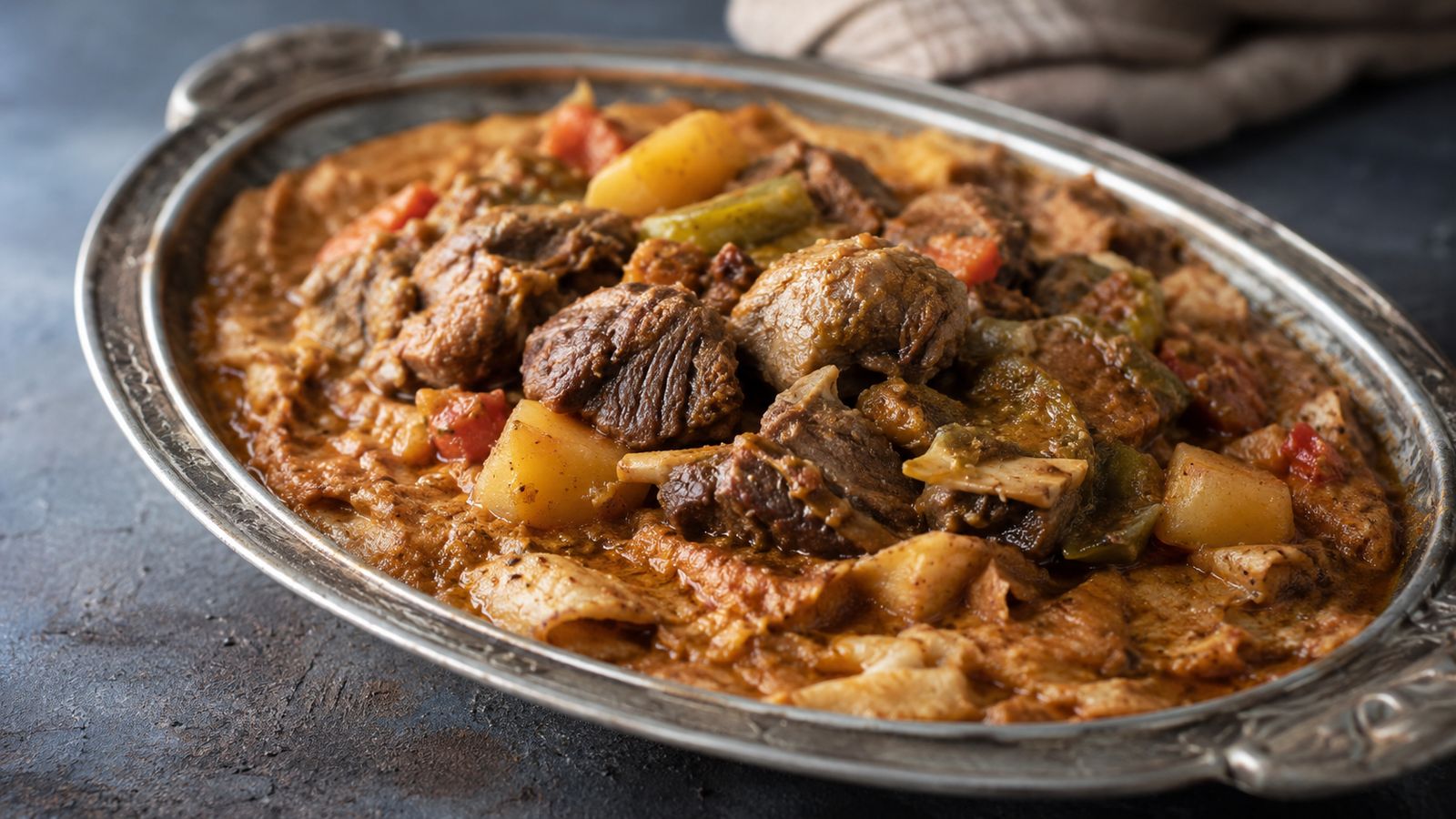 Qursan (قرصان — pain sec najdi mijoté à la viande)