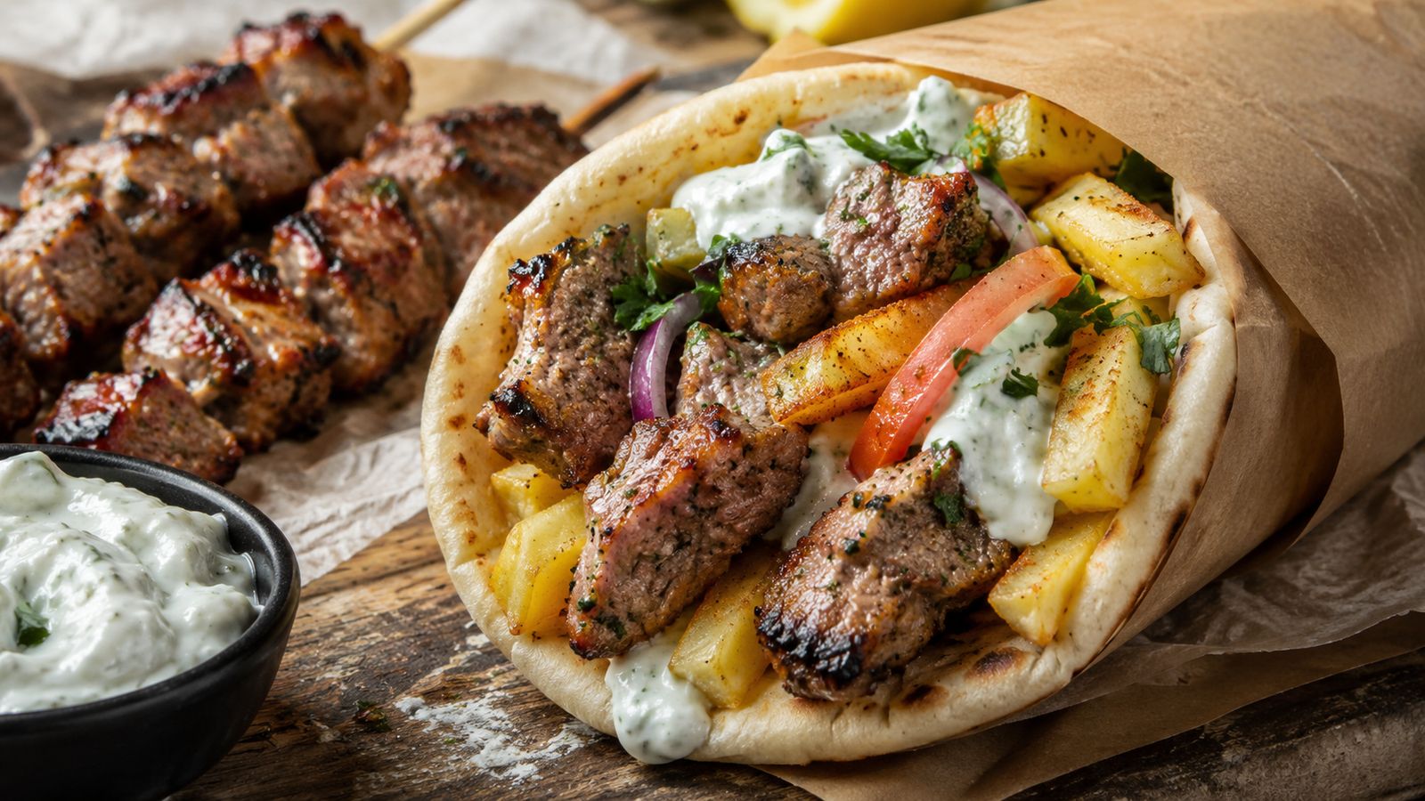 Souvlaki de Melbourne (pita-wrap grec)