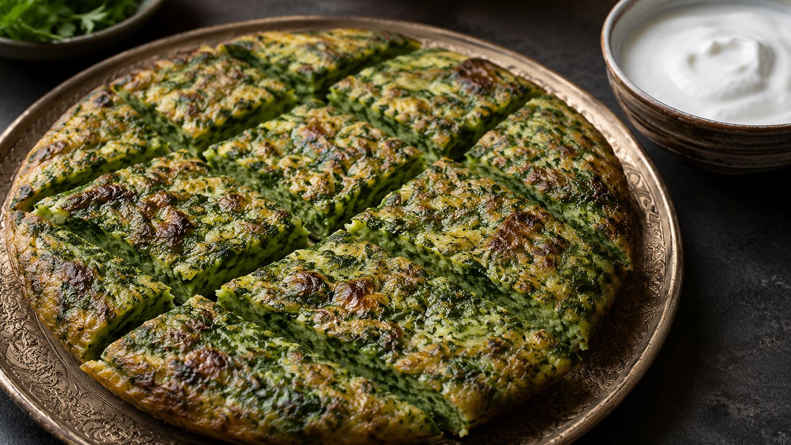 Sebzi kükü (frittata dense aux herbes de Novruz)