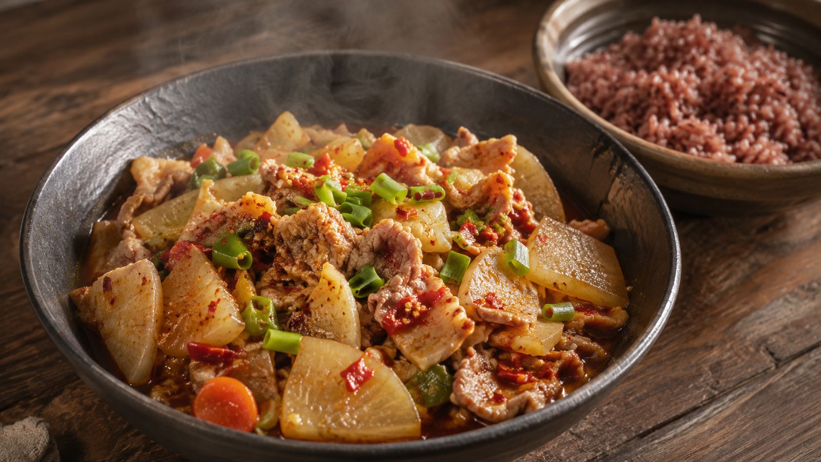 Phaksha Paa (porc séché aux chilis et radis)