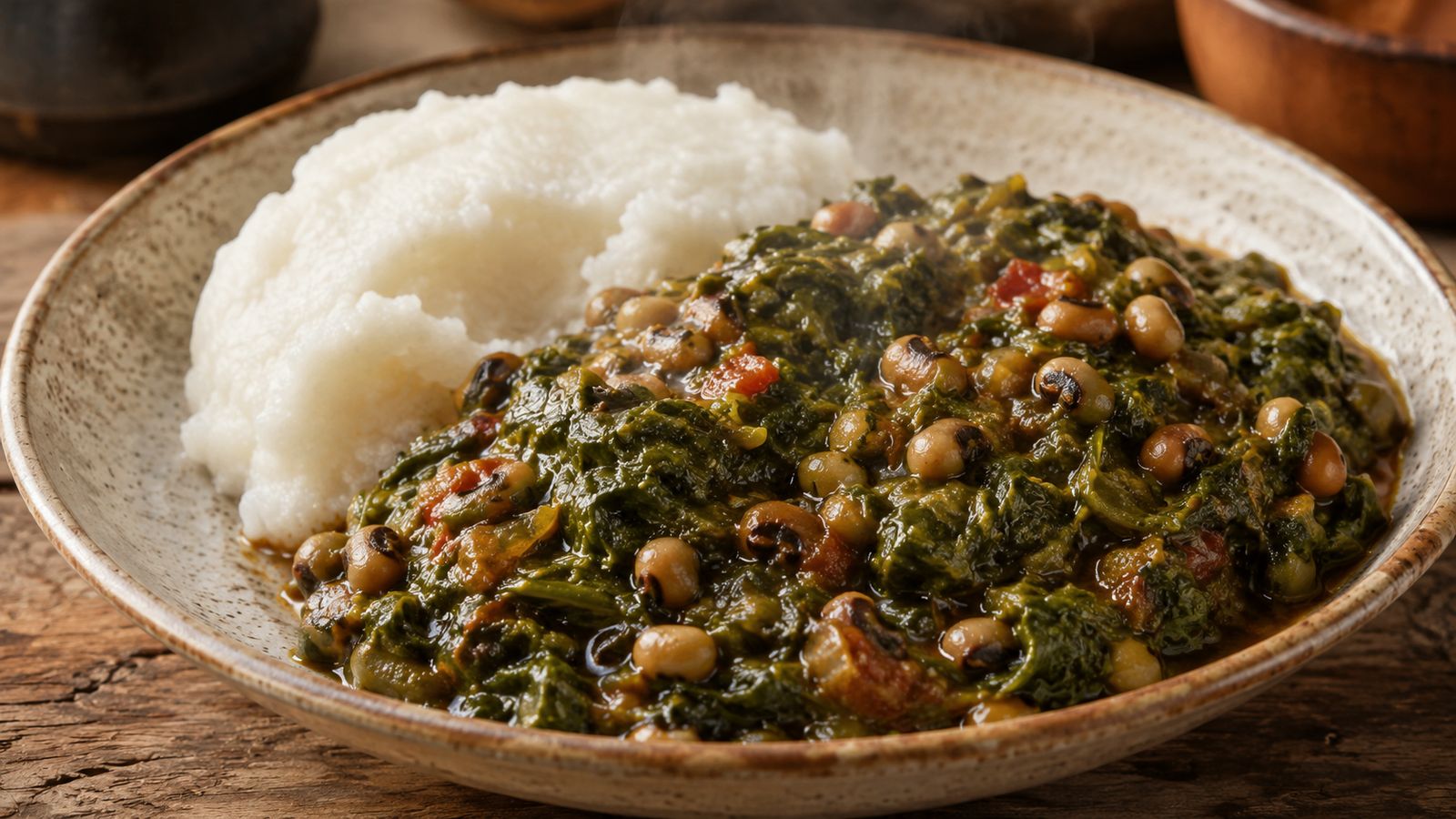 Morogo wa Dinawa (épinards sauvages aux haricots niébé)