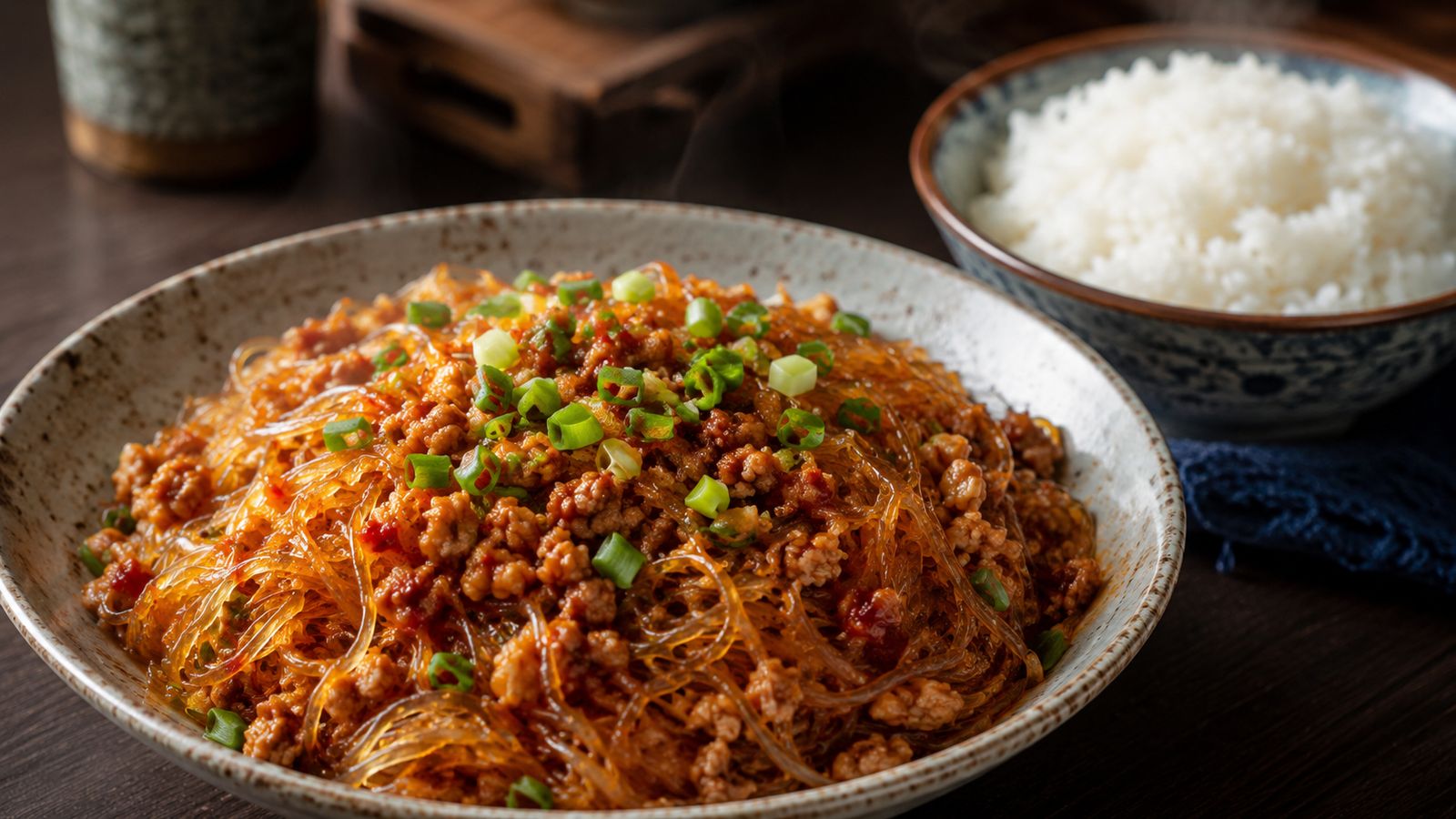 Ma Yi Shang Shu (蚂蚁上树) — Fourmis qui grimpent à l'arbre (vermicelles au porc haché du Sichuan)