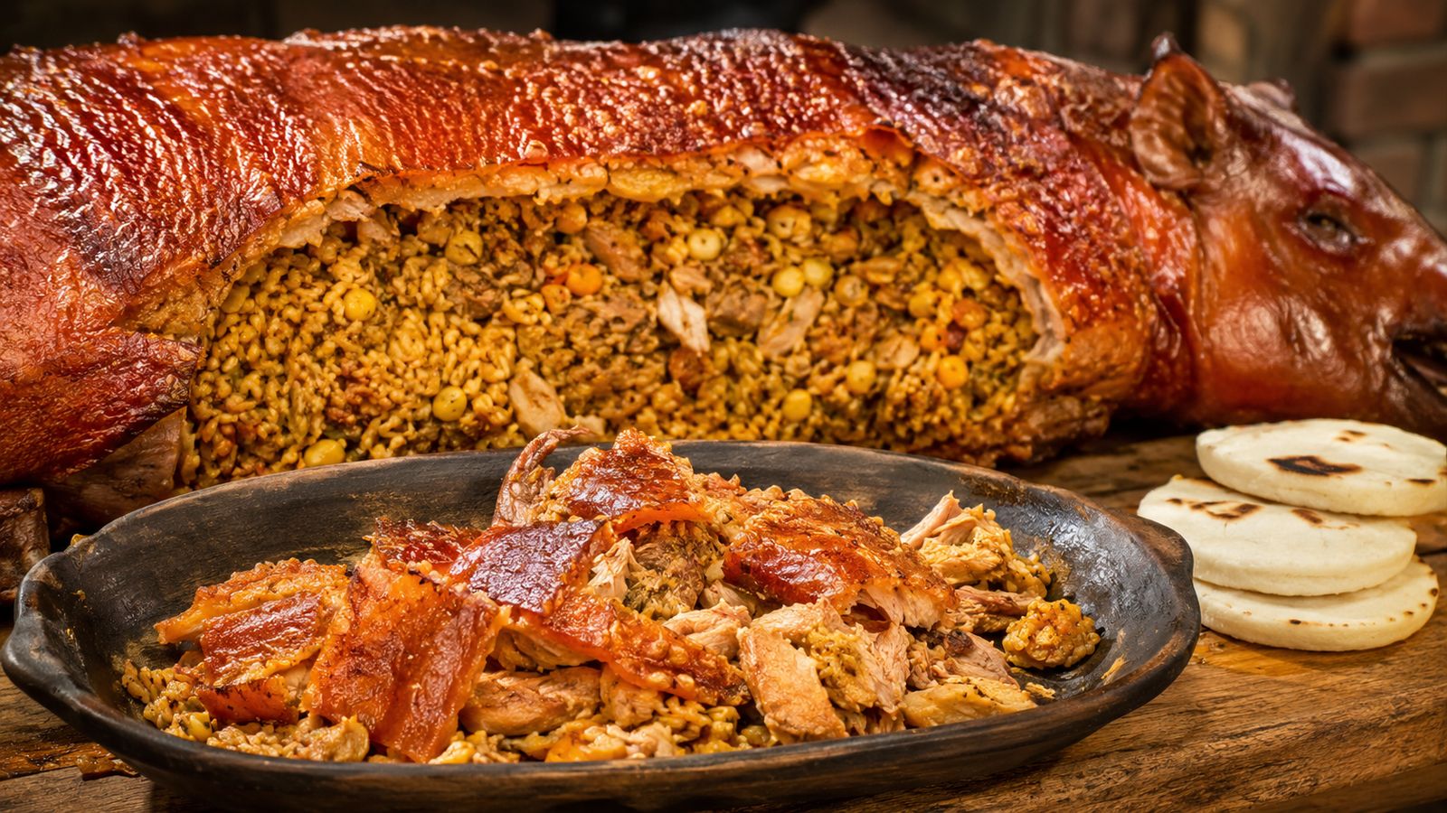 Lechona Tolimense (cochon entier farci colombien)