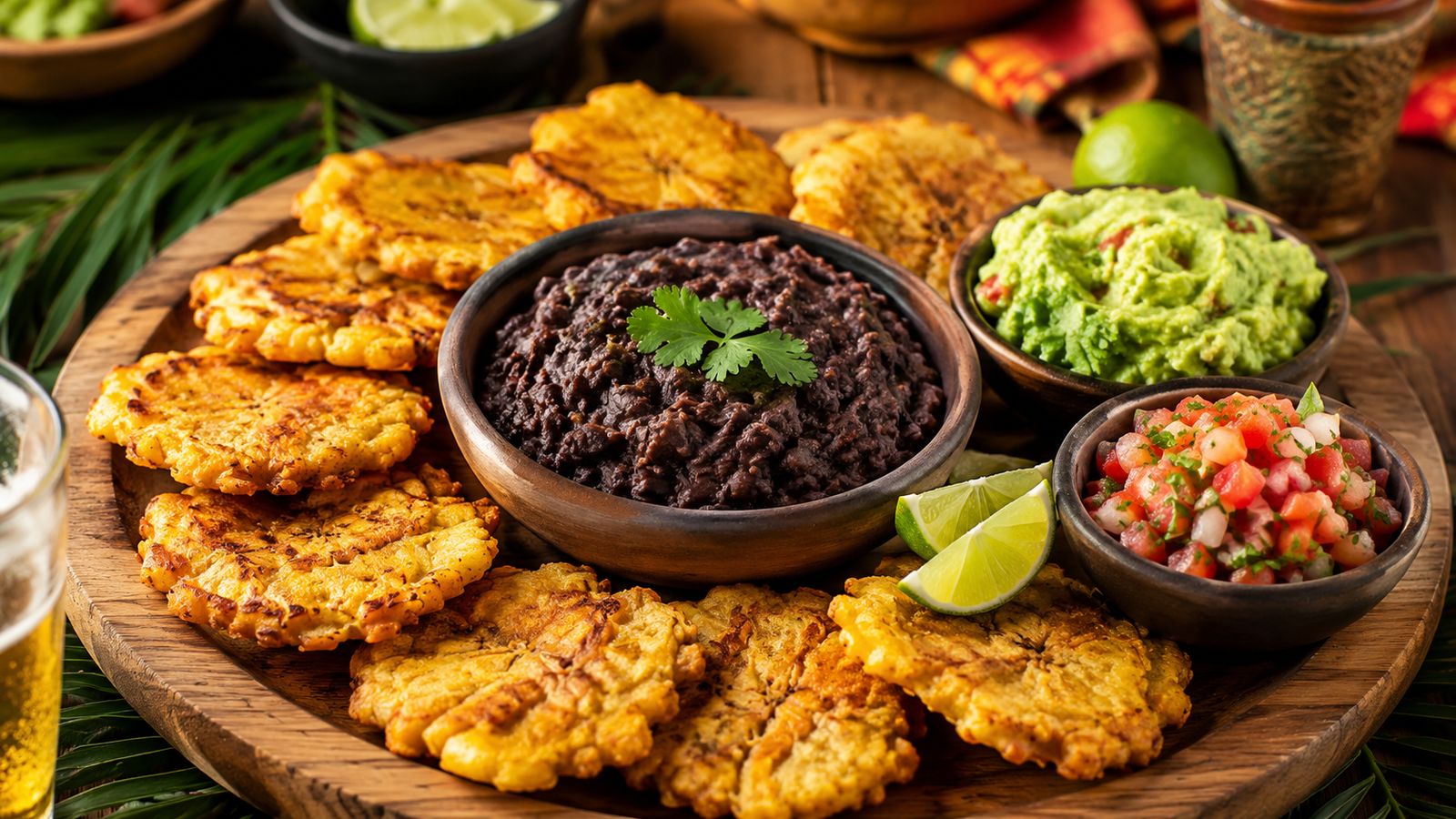 Patacones con Frijoles Molidos