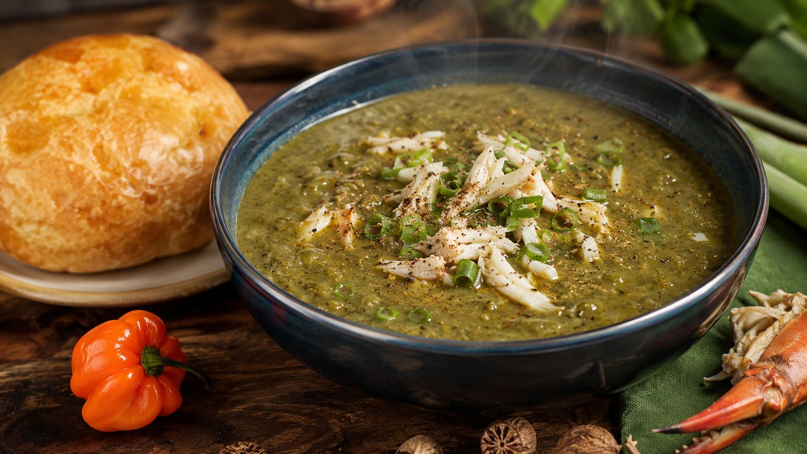 Callaloo Grenadine (soupe verte au taro et lait de coco)