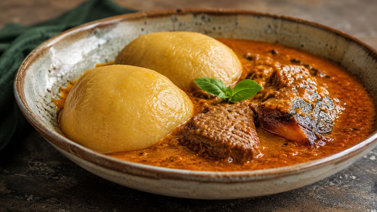 Foutou banane sauce graine