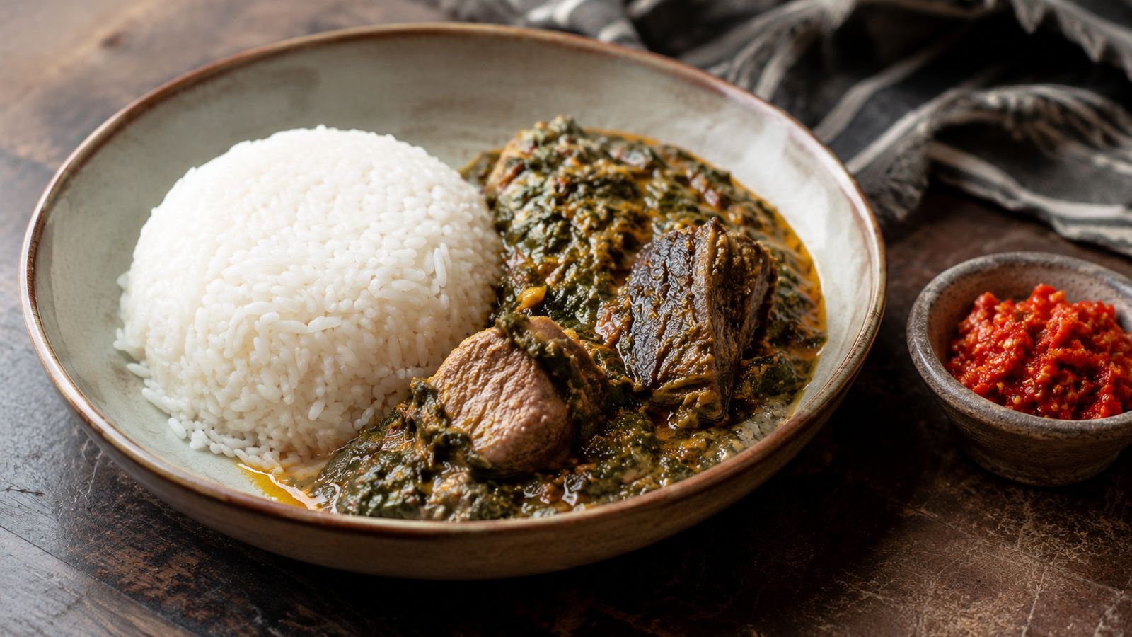 Riz Sauce Feuille (Mbouroukhè)