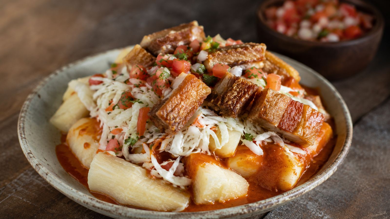 Yuca con chicharrón