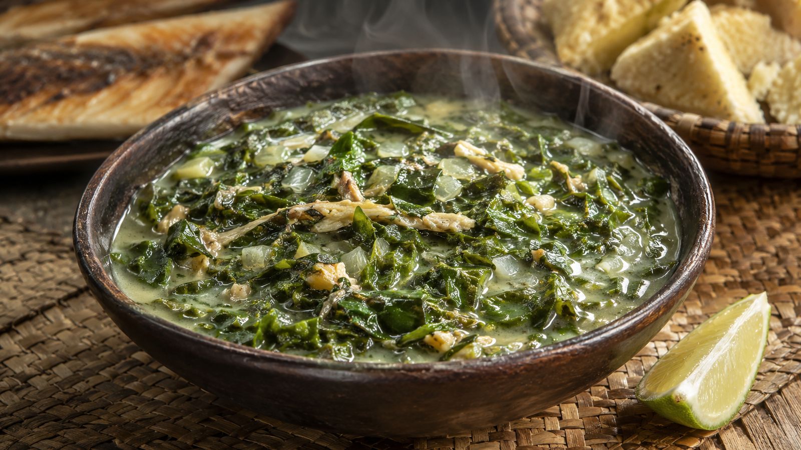 Bele soup (soupe de feuilles d'hibiscus comestible)