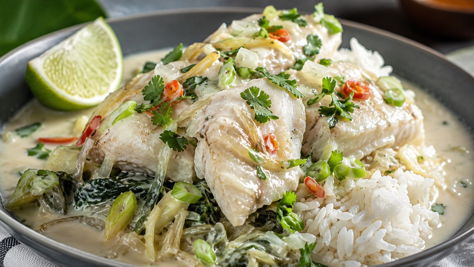 Fish in coconut cream (poisson cuit lentement en lait de coco)