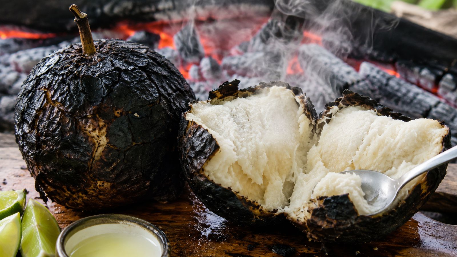 Roasted breadfruit (uru rĂŽti au feu)