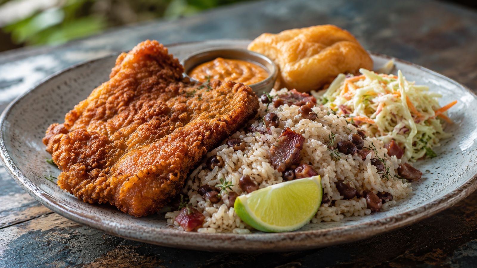 Cracked Conch & Peas 'n' Rice