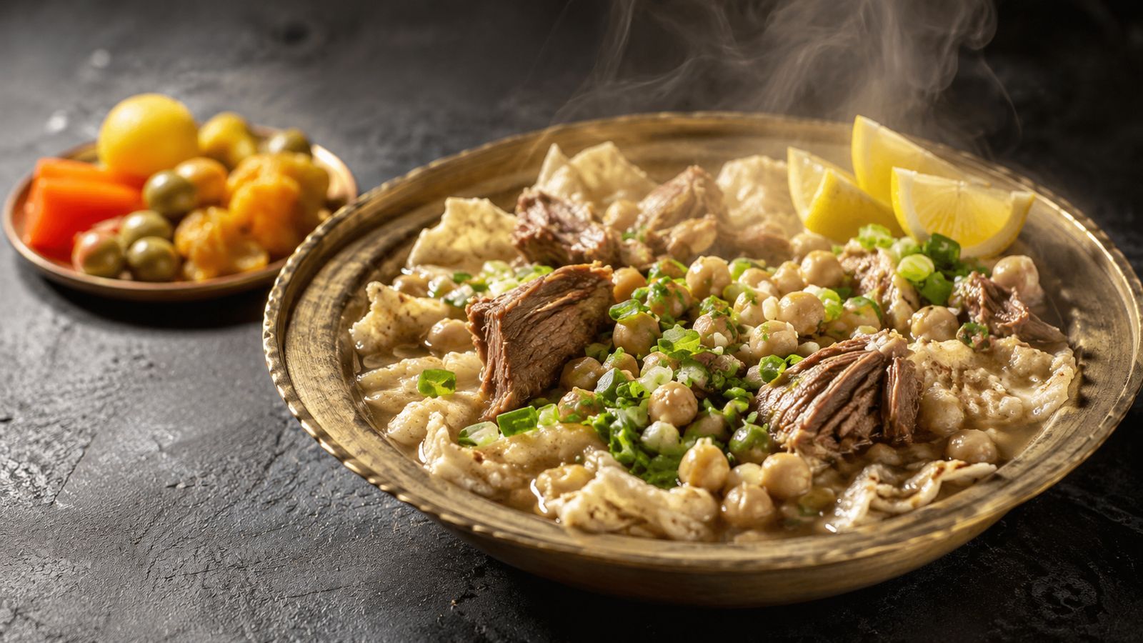 Tashreeb (pain trempé au bouillon d'agneau et pois chiches)