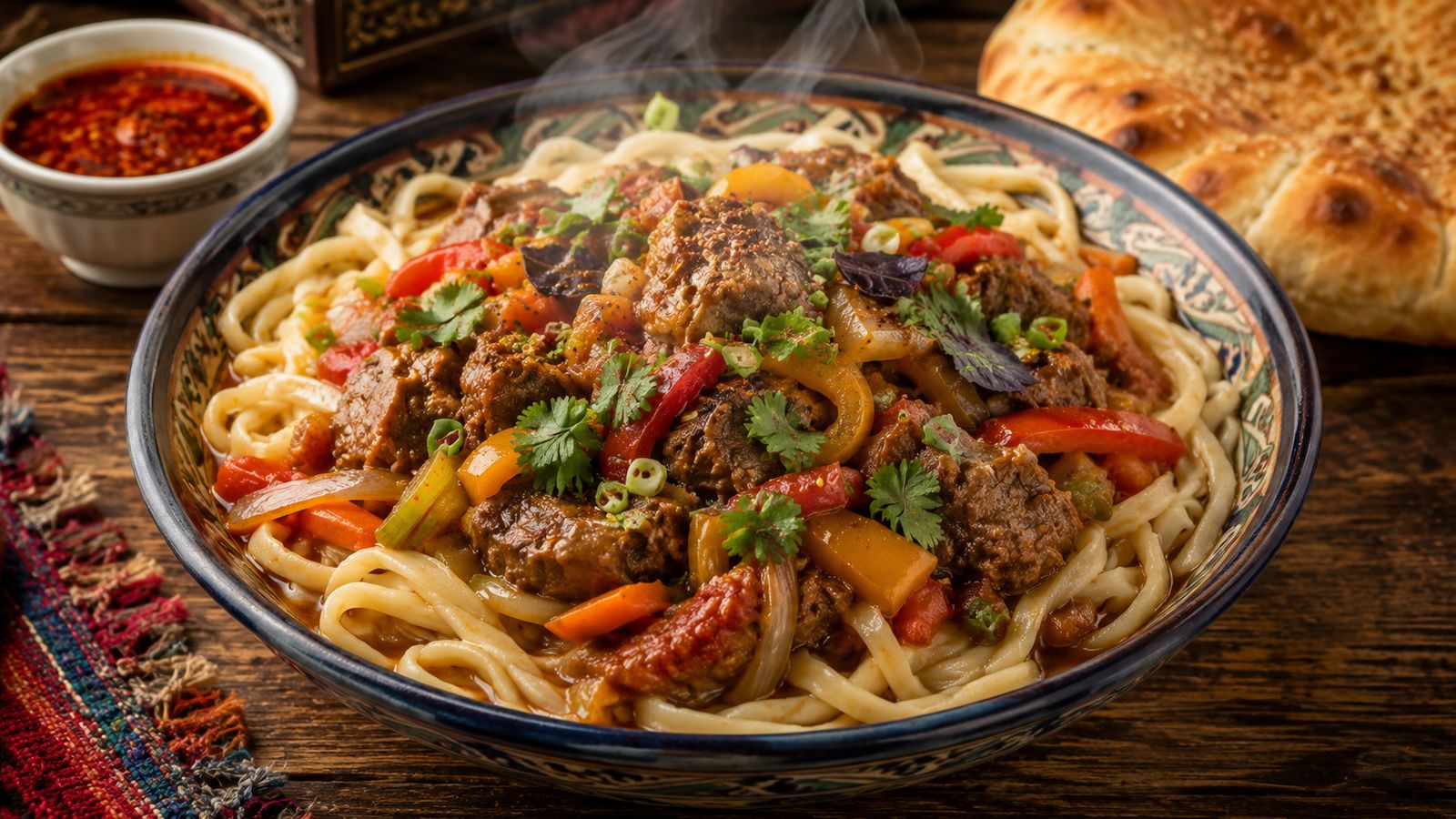 Lagman (Лагман — nouilles tirées kirghizes au mouton)