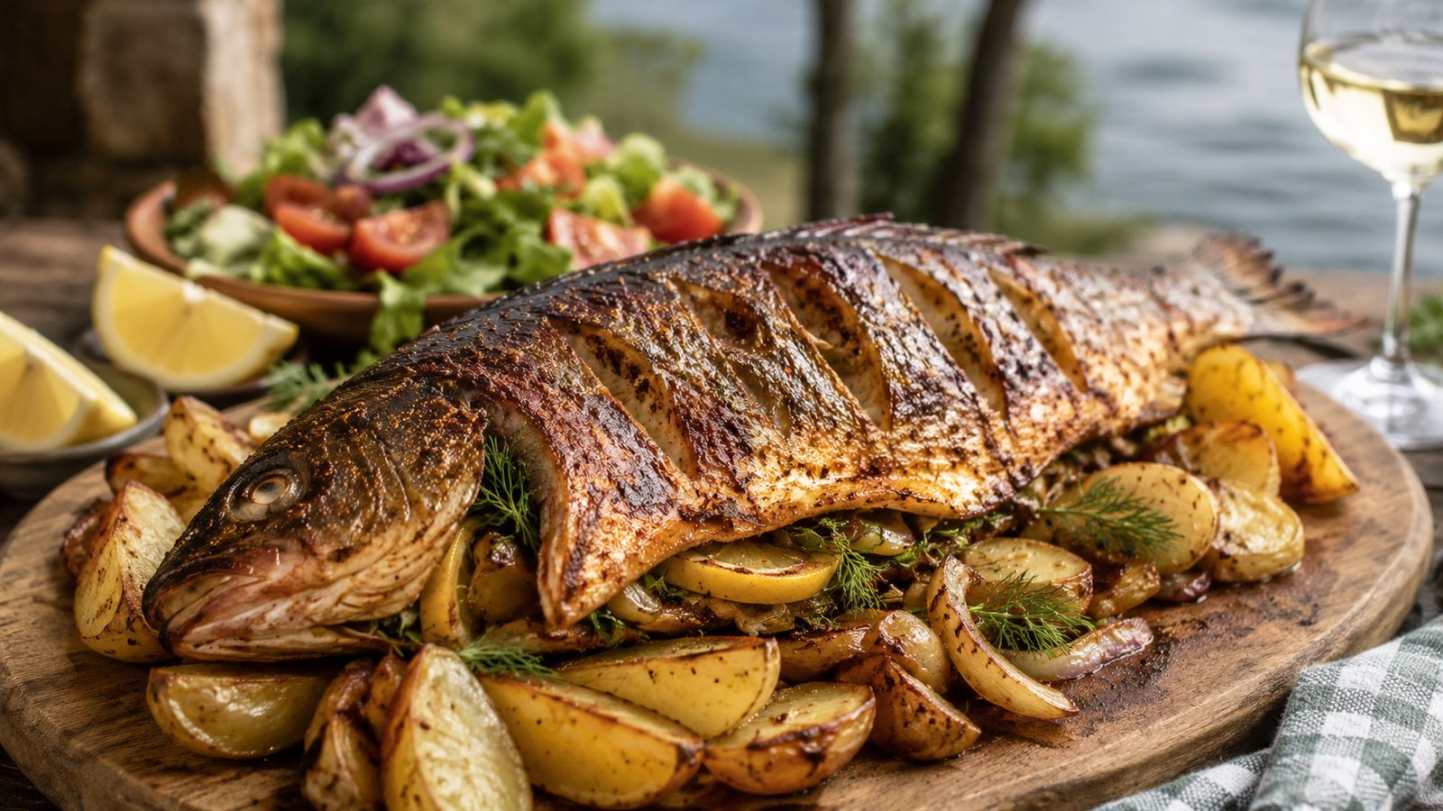 Krapi në saç (carpe rôtie au plateau)