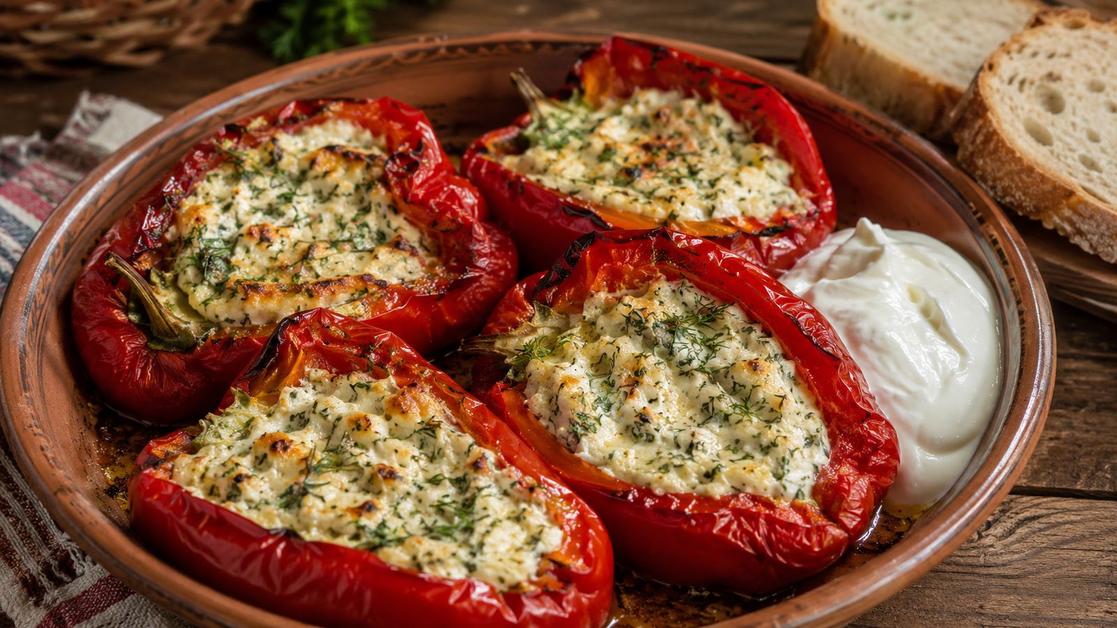 Speca me gjizë (poivrons farcis au fromage frais)