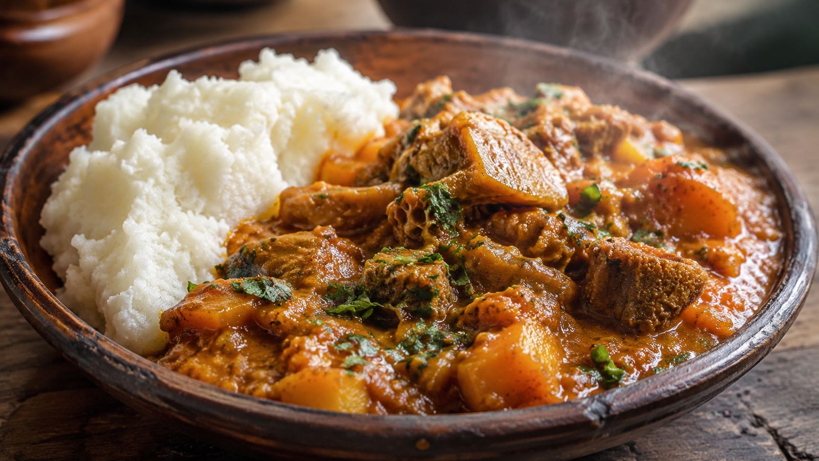 Papa le Nyama (porridge maïs + viande lesothan)