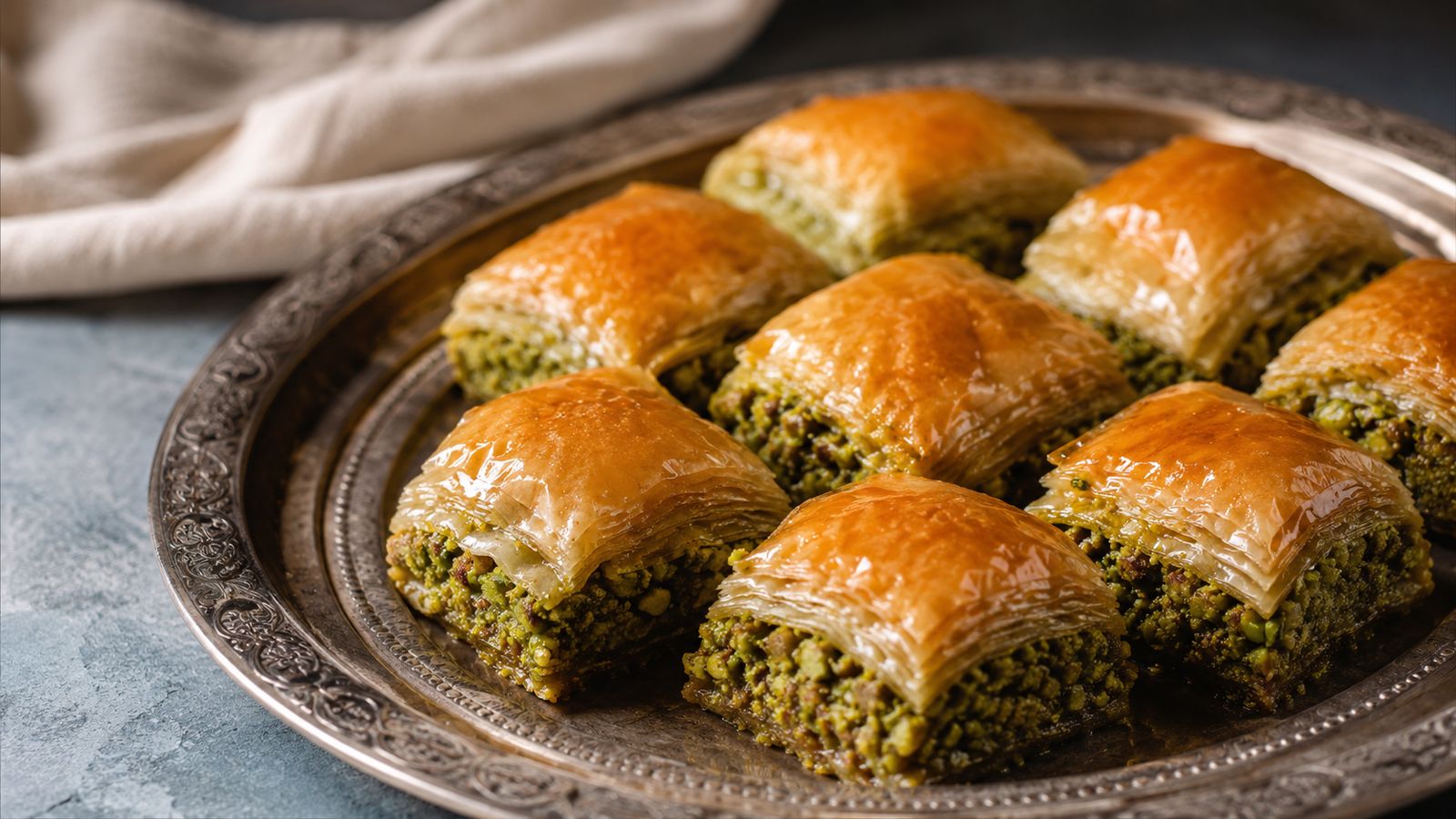 Baklawa aux pistaches (بقلاوة بالفستق)