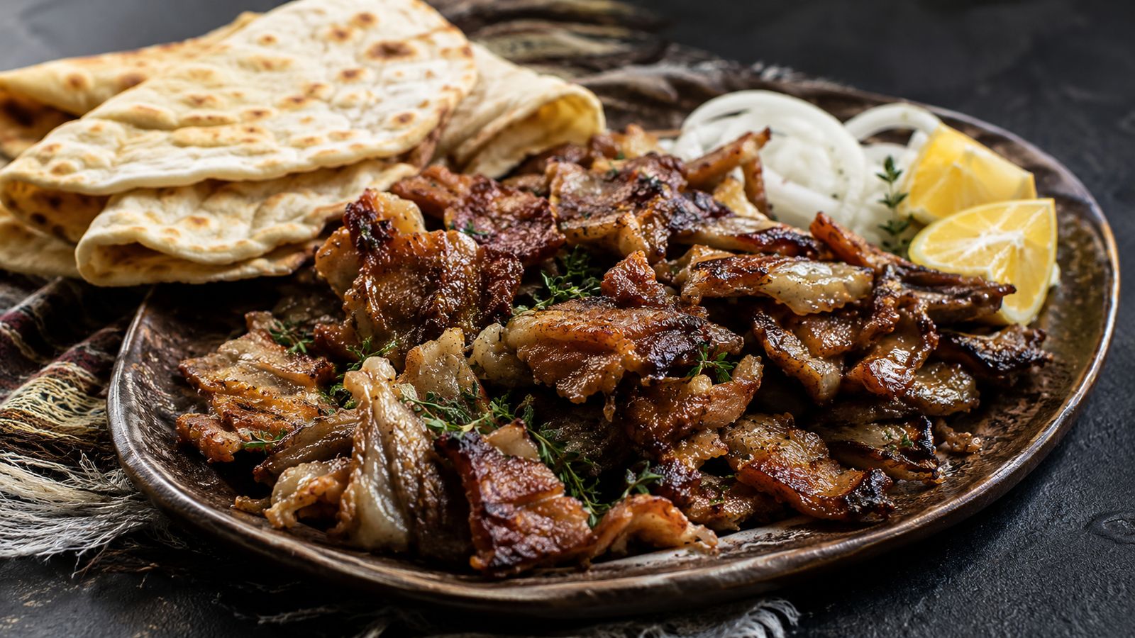 Shawarma Lahmeh (شاورما لحم - shawarma boeuf libanais)
