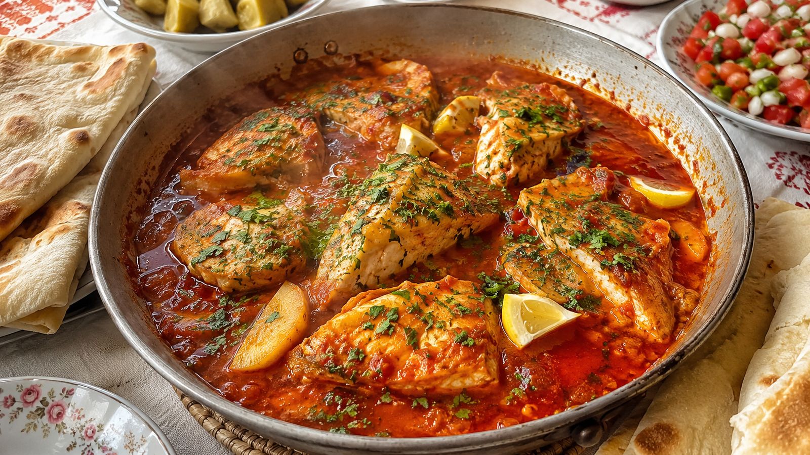 Hraimi (الحرايمي — poisson piquant à la tomate et au carvi, signature tripolitaine)