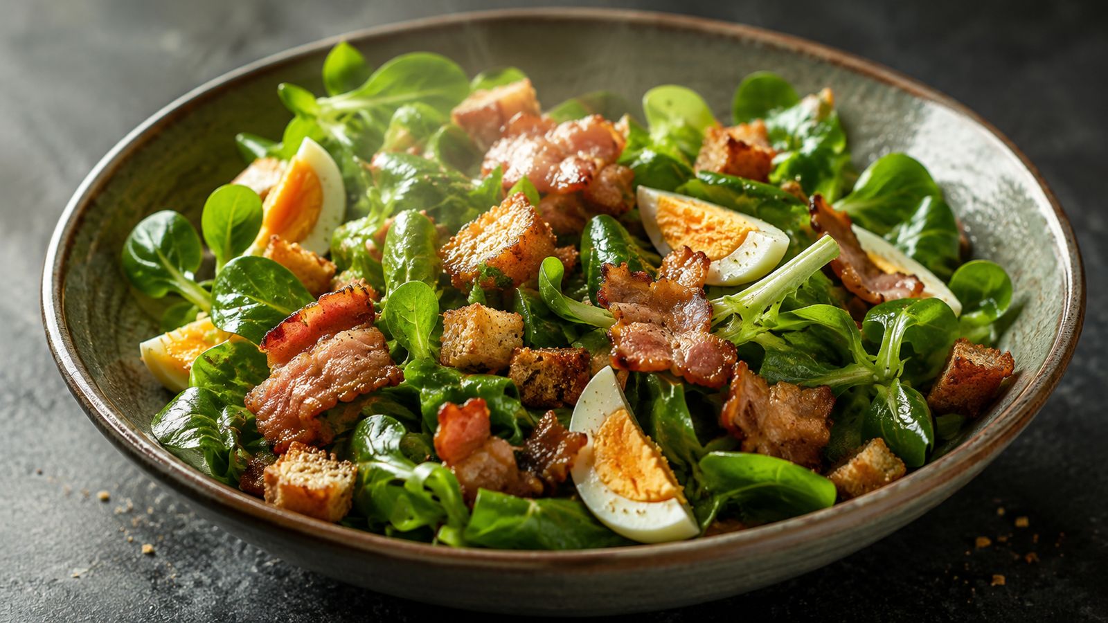 Nüsslisalat mit Speck und Ei