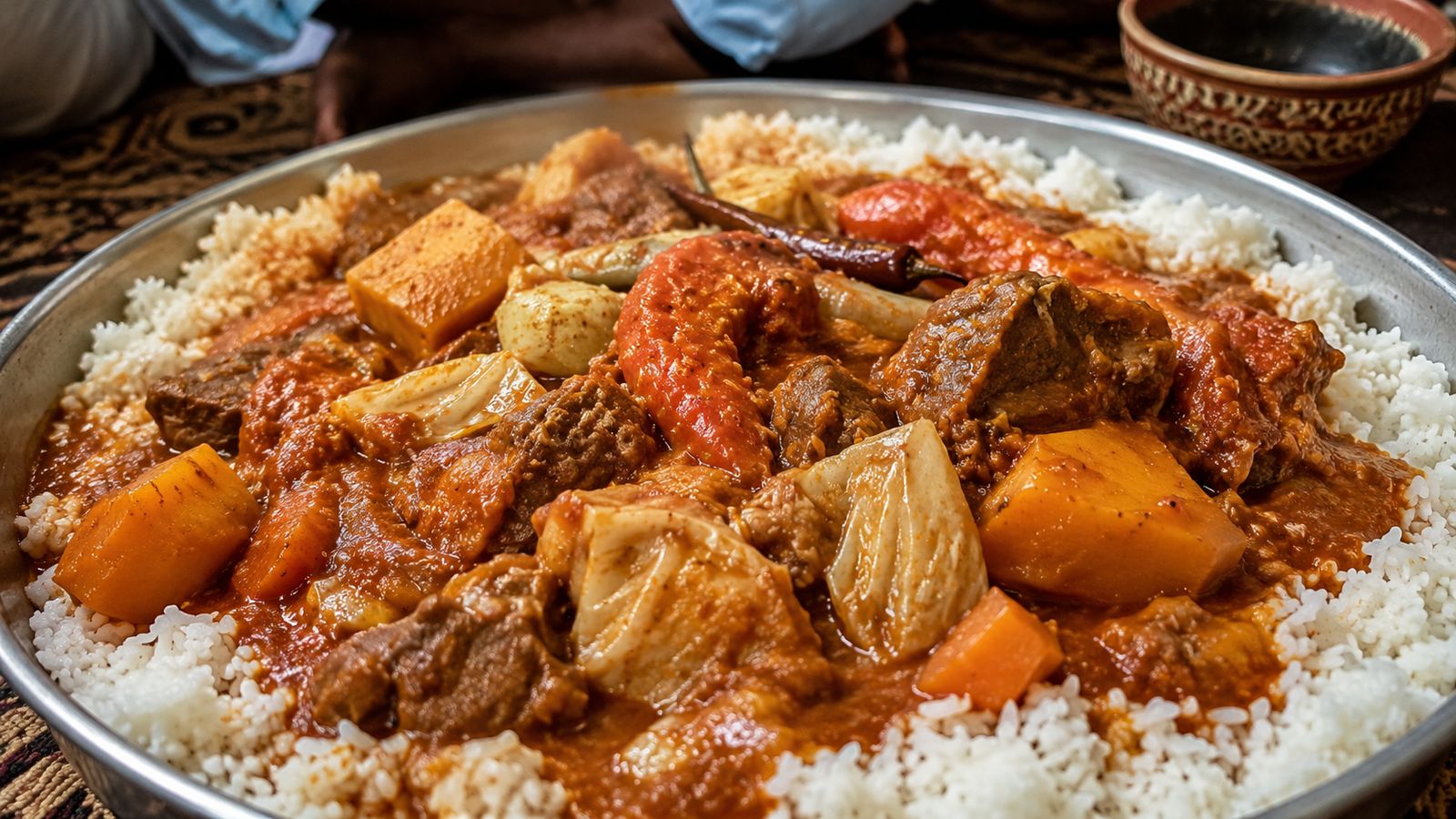 Mafé Mauritanien (sauce arachide-bœuf-tubercules)