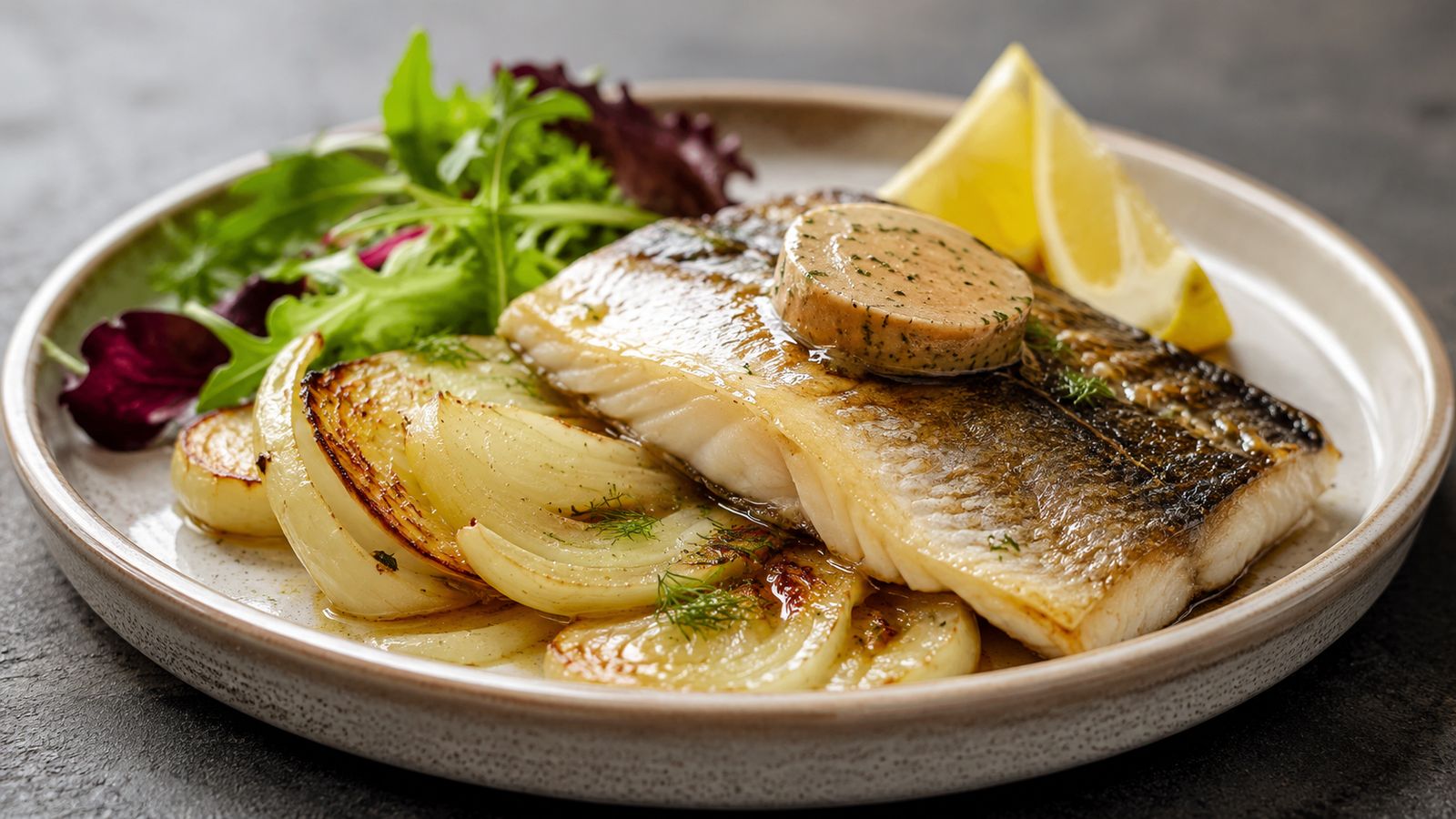 Loup de mer au fenouil flambé au pastis