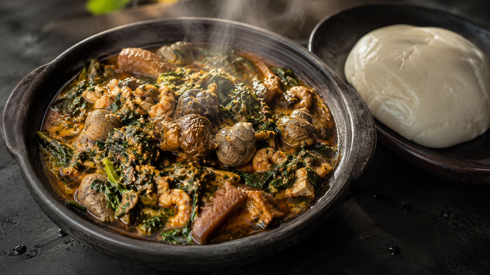 Afang Soup (soupe de feuilles afang et waterleaf — plat-totem Efik-Ibibio de Calabar et Uyo)