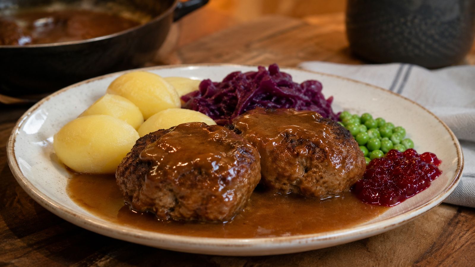 Kjøttkaker (boulettes norvégiennes à la sauce brune)