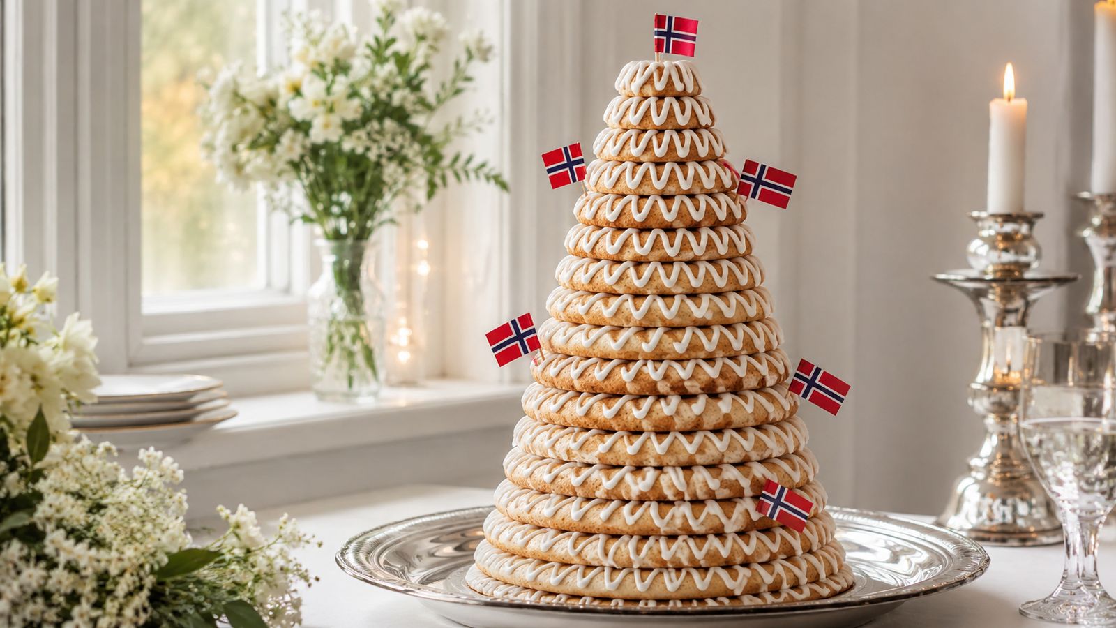 Kransekake (gâteau d'anneaux norvégien aux amandes)