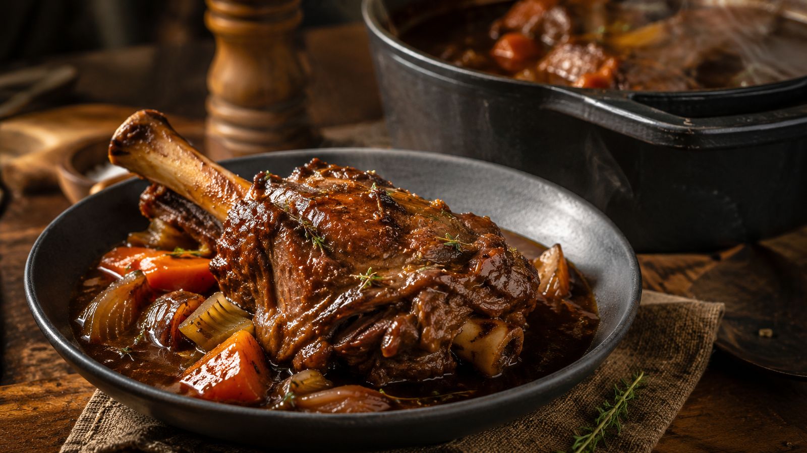 Jarrets d'agneau braisés au vin rouge (NZ Lamb Shanks)