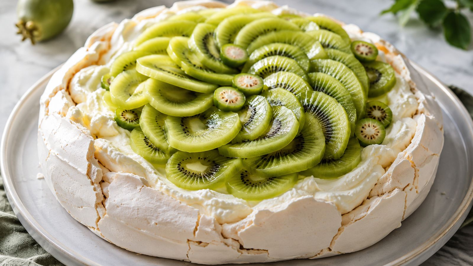 Pavlova NZ-style (au kiwi)