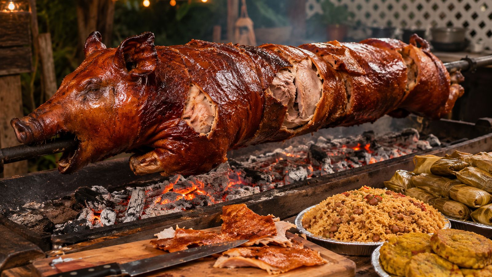 Lechón Asado (cochon entier portoricain)