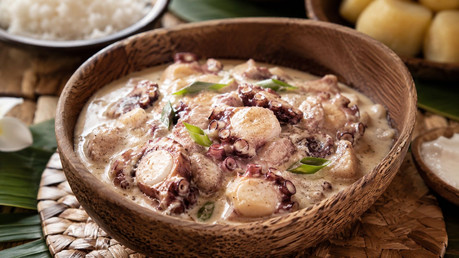 Faiai Fe'e (poulpe à la crème de coco)