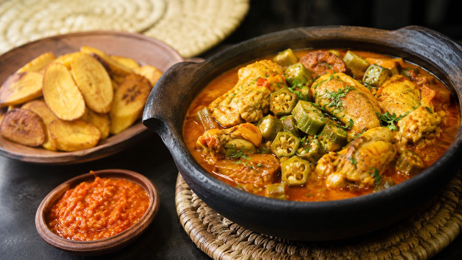 Caldeirada de Peixe à moda de São Tomé (caldeirade de poisson à l'huile de palme et gombos)