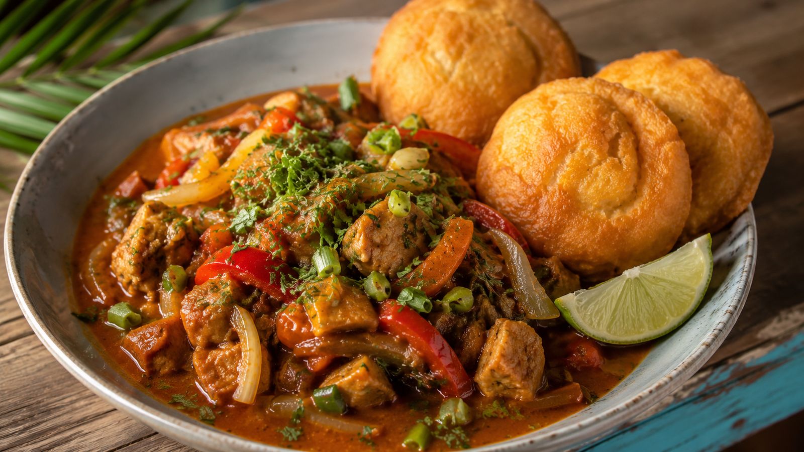 Stewed Conch with Johnny Cakes