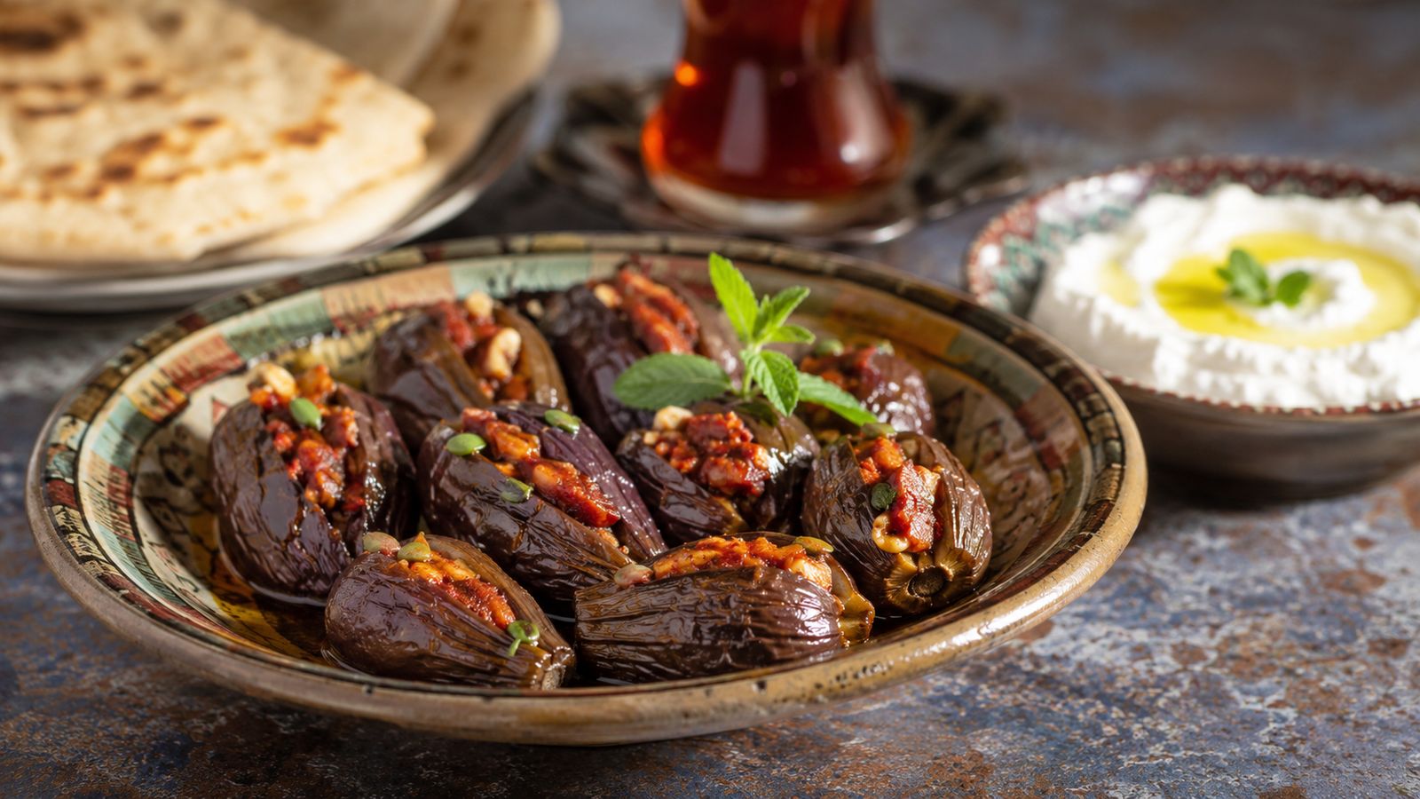 Makdous (mini-aubergines confites à l'huile)