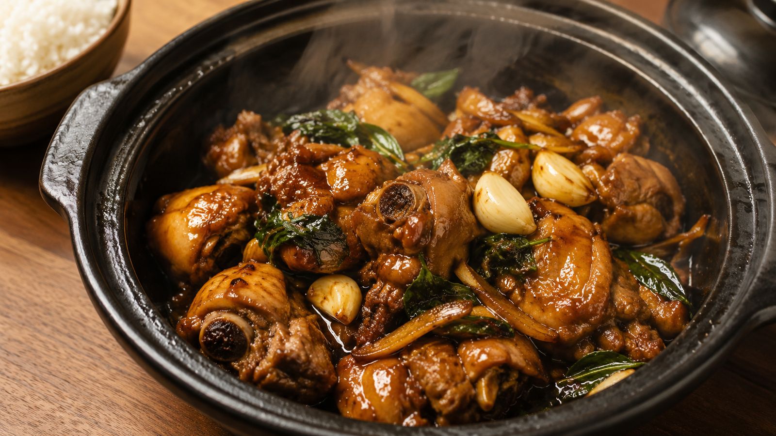 San Bei Ji (三杯雞 — poulet « trois tasses »)