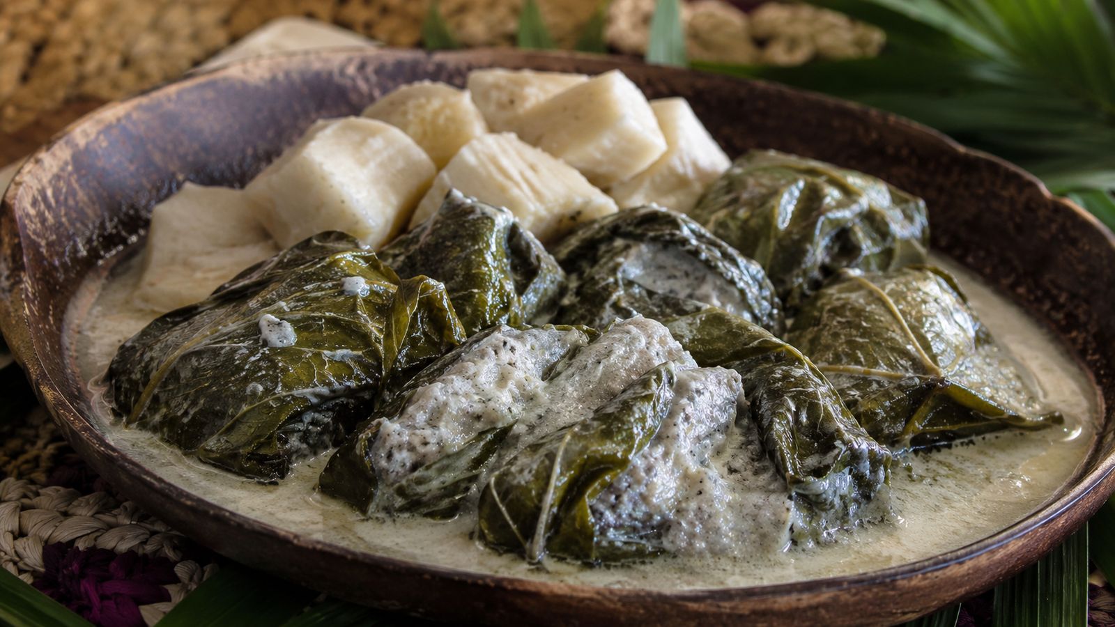 Lu talo - paquets de feuilles de taro a la creme de coco (version vegetarienne)