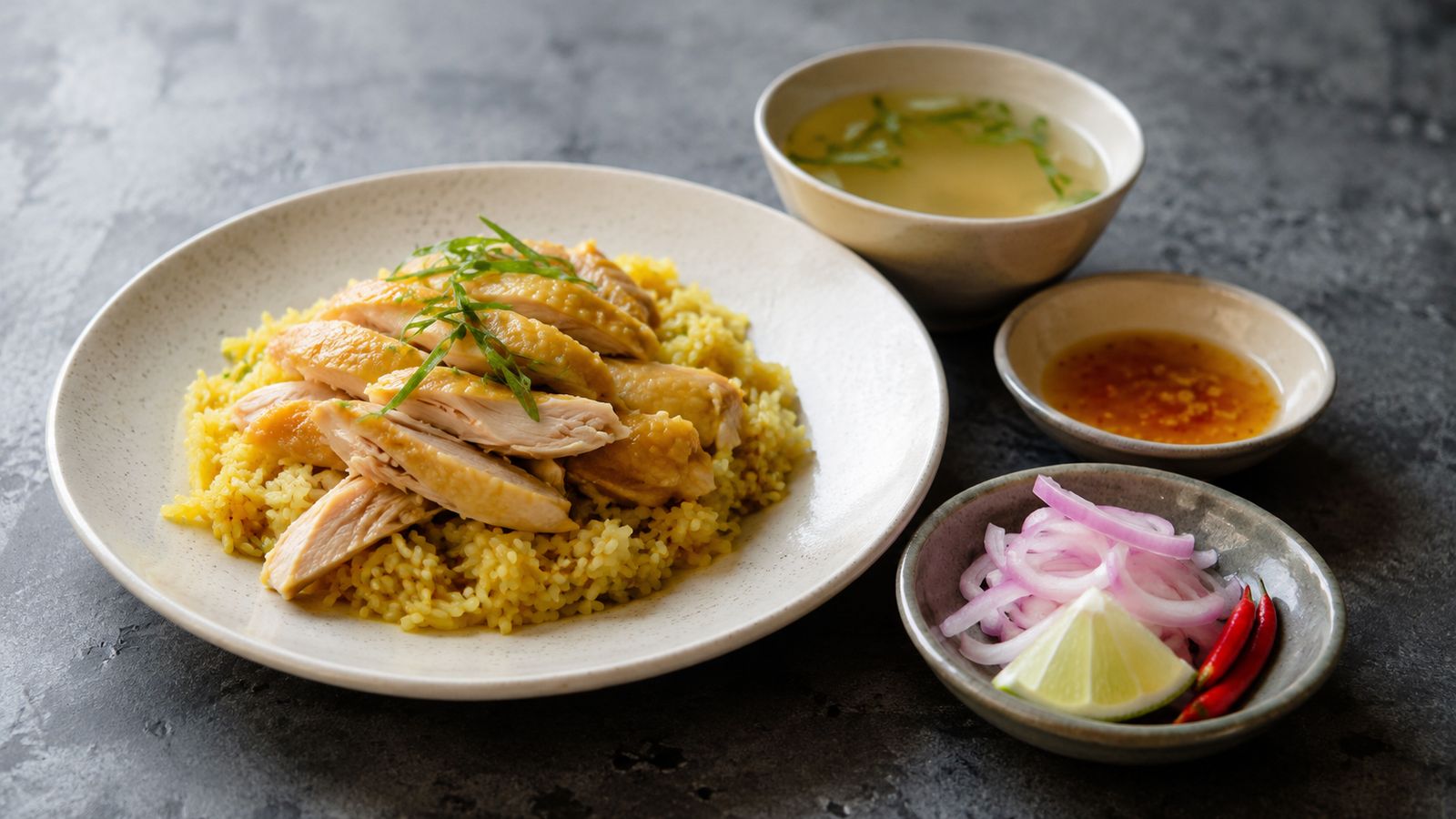 Cơm gà Hội An (riz au poulet safrané)