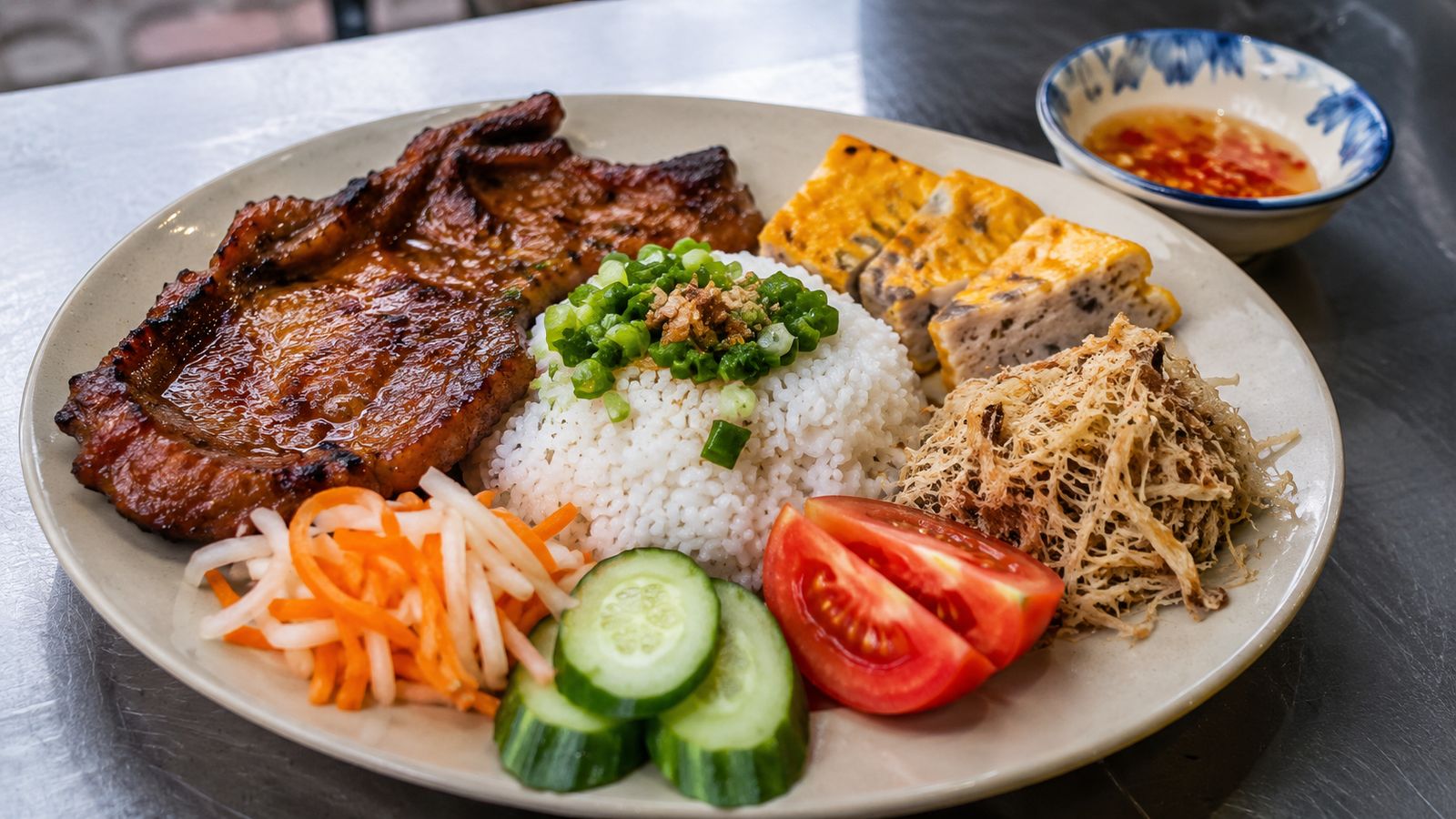 Cơm tấm Sài Gòn (Riz brisé grillet saigonnais)