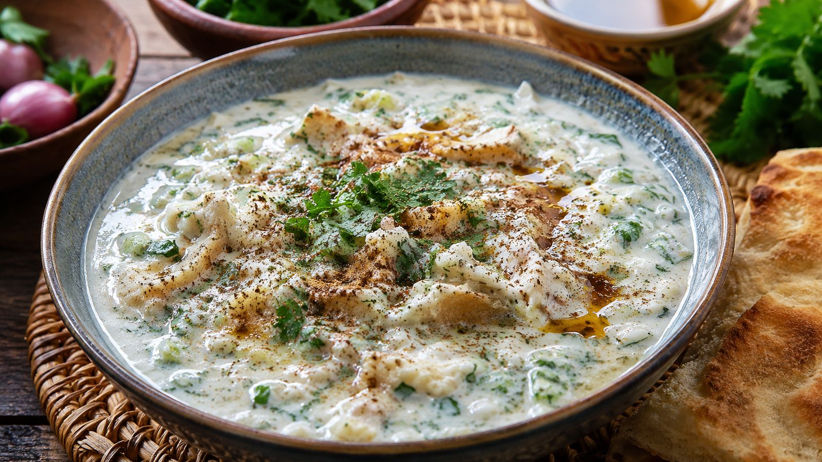 Shafout (yogourt aux herbes et lahoh)